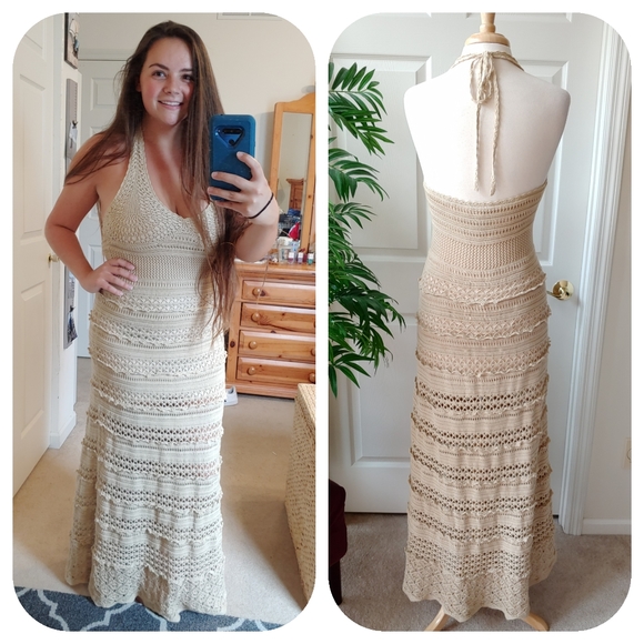 Moda International Dresses & Skirts - MODA International Crochet Halter Maxi Dress